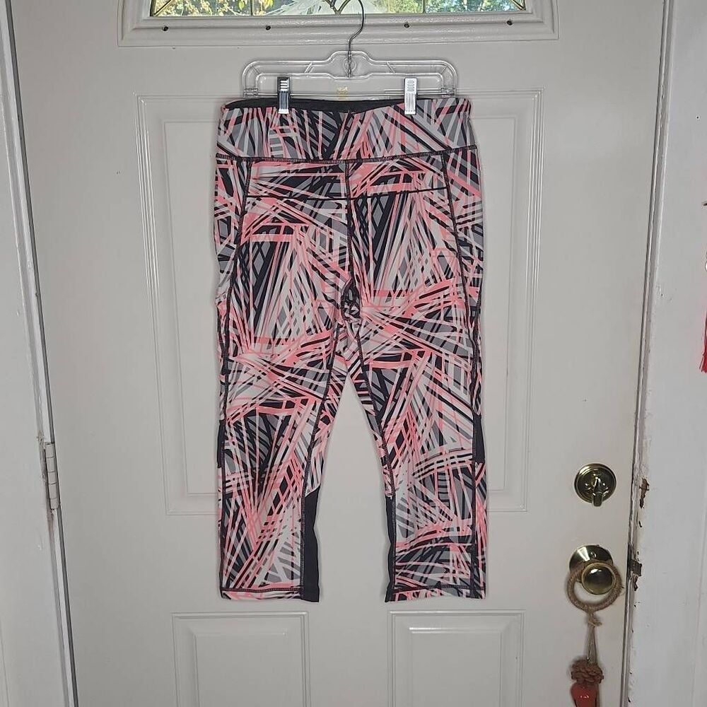 Calvin Klein performance coral,gray and white print cropped leggings women's siz